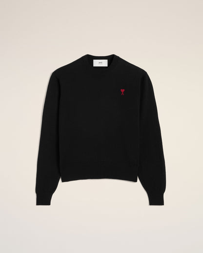 BLACK WOOL AMI DE COEUR CREW NECK SWEATER