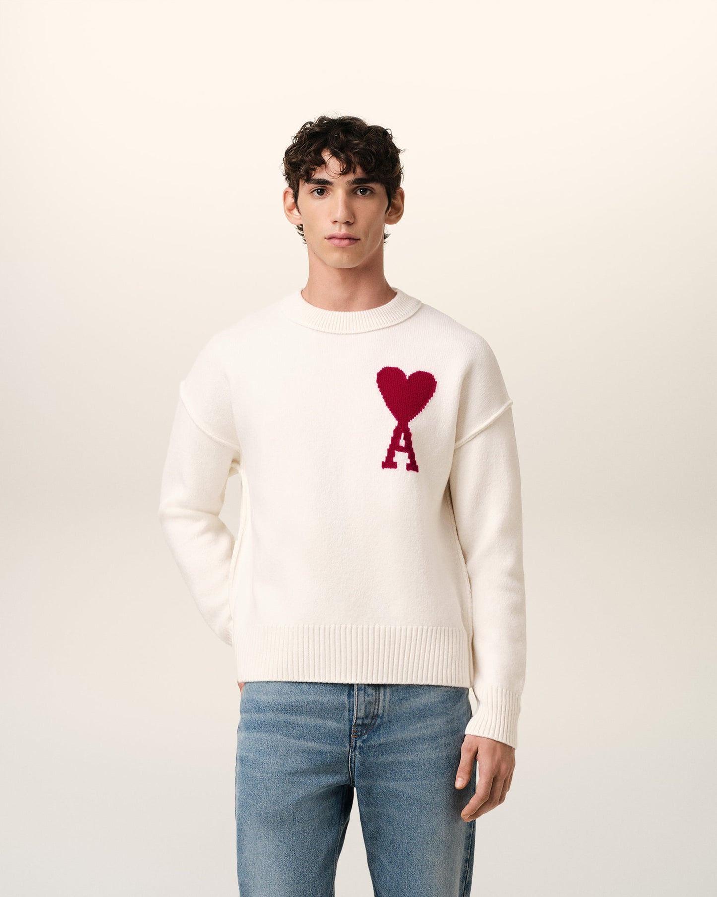 WHITE WOOL AMI DE COEUR SWEATER