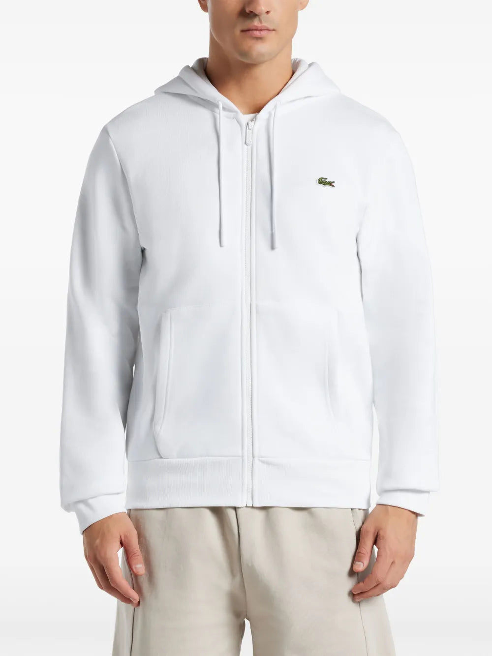 Lacoste appliqué-logo zip-up hoodie