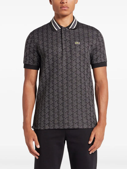 Lacoste monogram-jacquard polo shirt