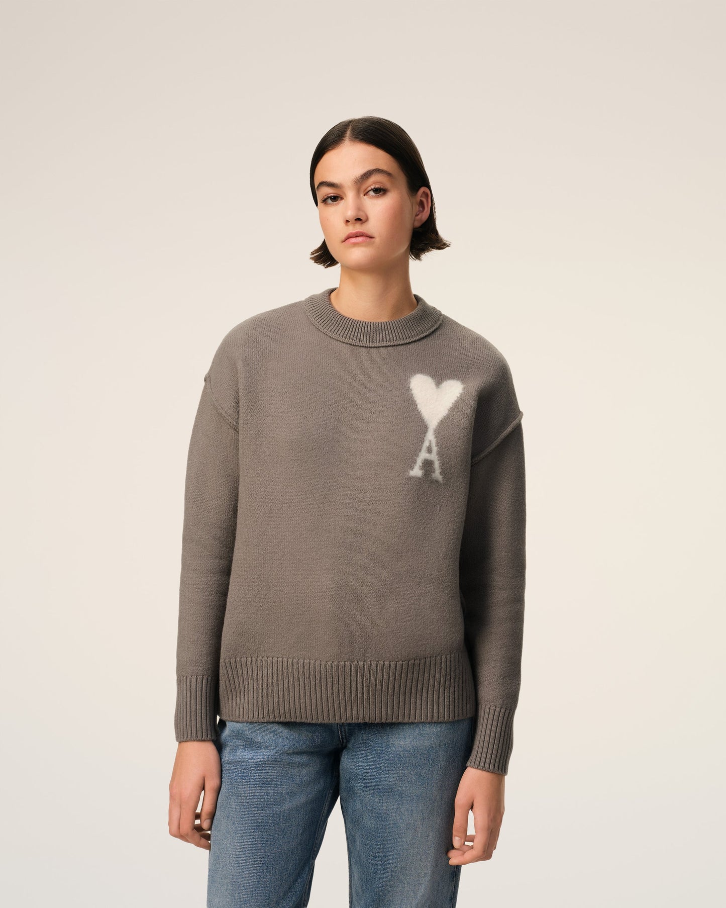 TAUPE WOOL AMI DE COEUR SWEATER