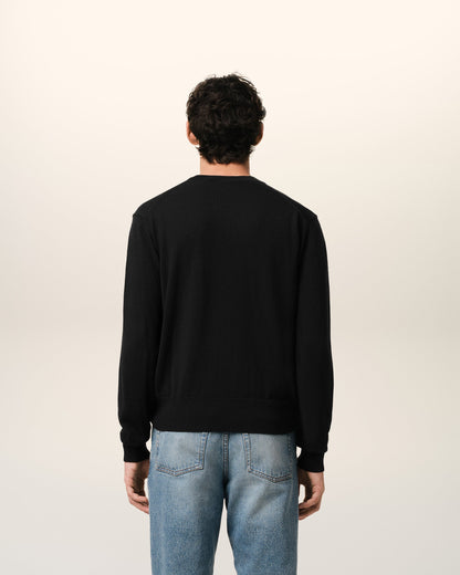 BLACK WOOL AMI DE COEUR CREW NECK SWEATER