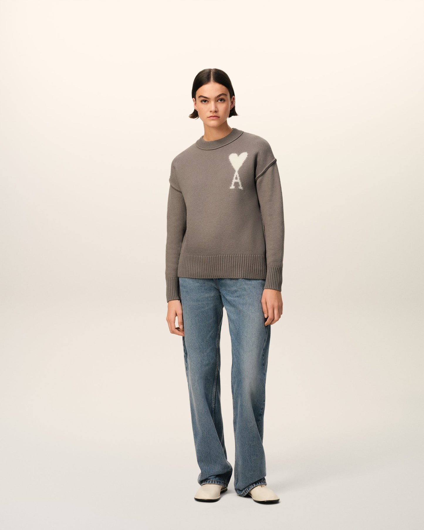 TAUPE WOOL AMI DE COEUR SWEATER