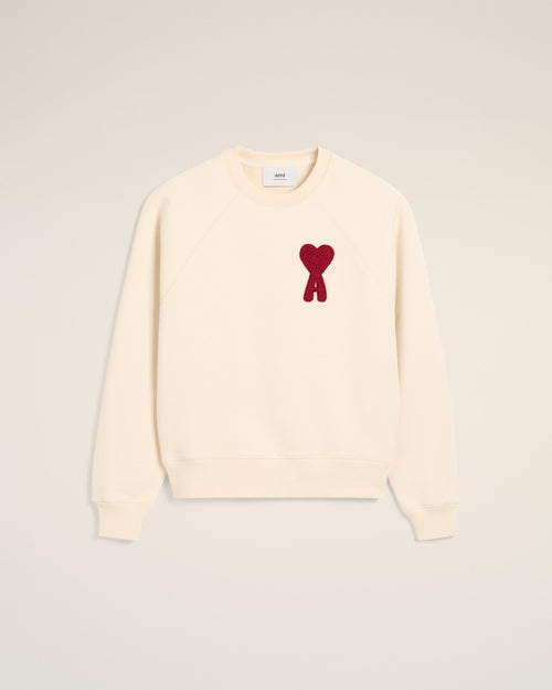 BEIGE COTTON AMI DE COEUR PATCH SWEATSHIRT