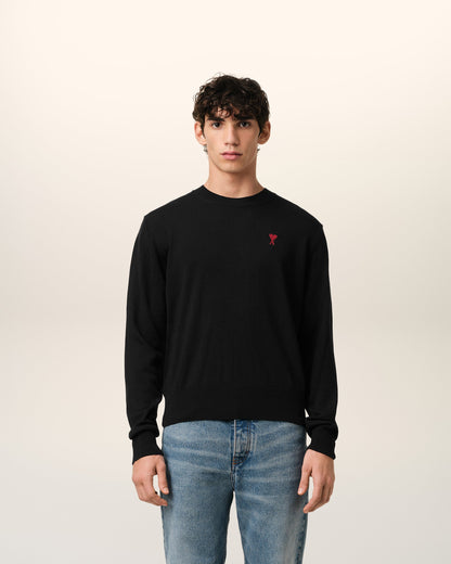 BLACK WOOL AMI DE COEUR CREW NECK SWEATER