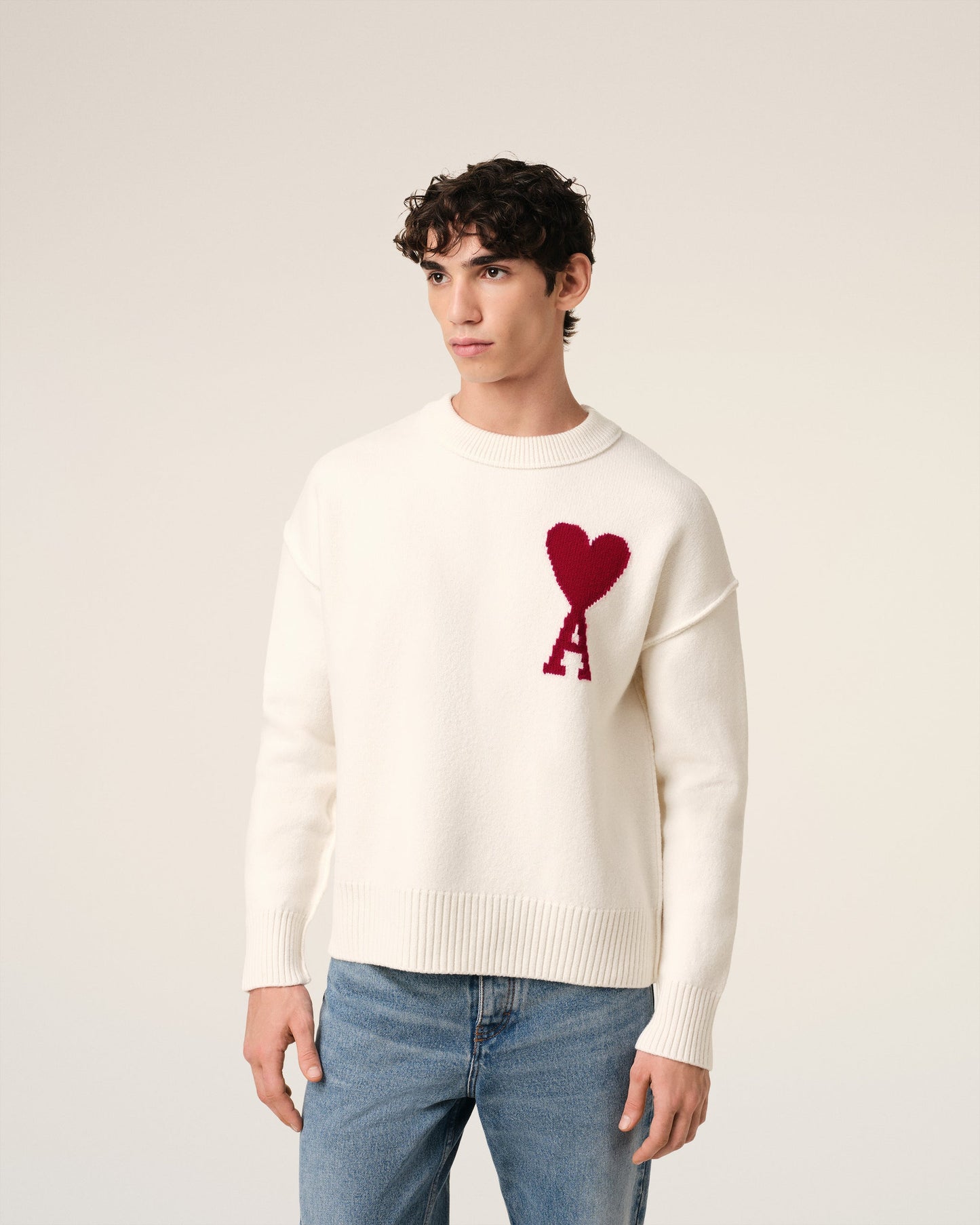 WHITE WOOL AMI DE COEUR SWEATER